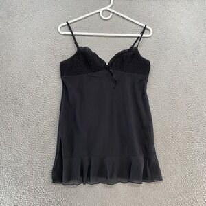 Victoria's Secret Slip Womens Large Sheer Y2K Whimsigoth Ruffle Black Lingerie